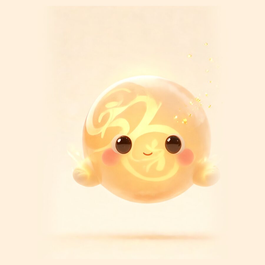 Spark, a small, softly glowing amber orb